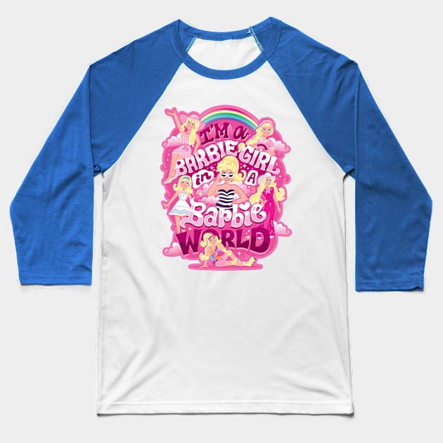 Pink World Baseball T-Shirt by risarodil